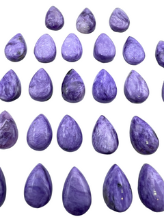 
	  
  
	  
	  
	  	
	    Premium Color Charoite 10x15mm Tear Drop Shaped Cabochons, 1 pair (Package of 2  stones)