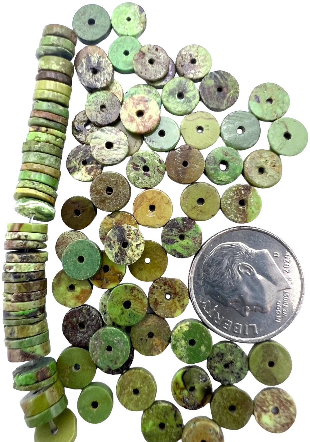 RARE Gaspeite (Canada) 6mm Heishi Beads (Package of 10