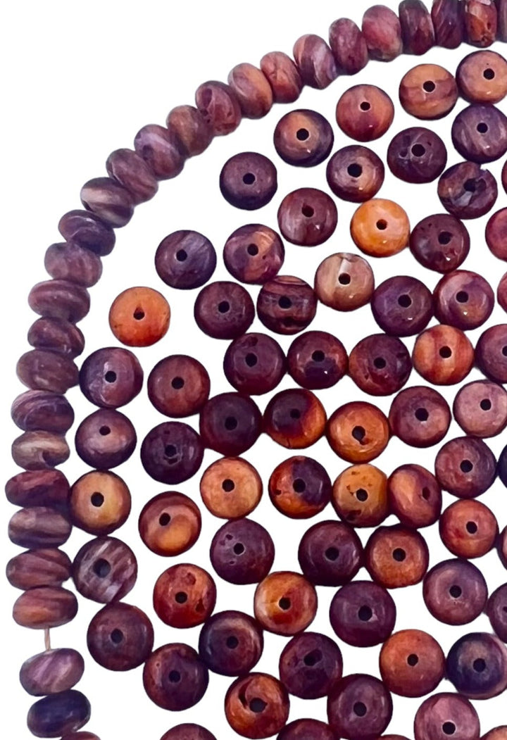 RARE Purple and Orange Spiny Oyster 6mm Rondel Beads