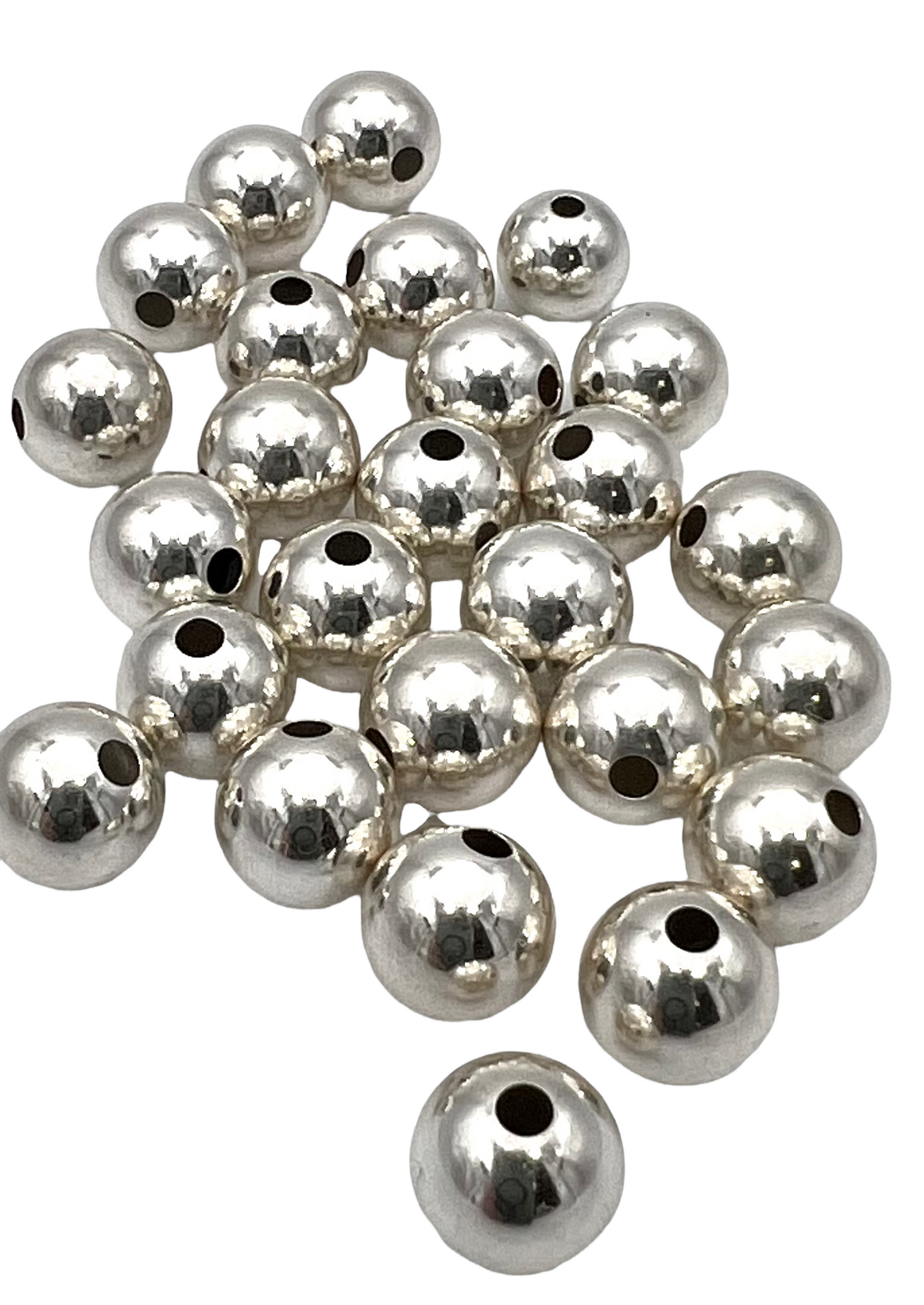 Sterling Silver Round Seamless beads 9mm (PKG of 3 beads) -